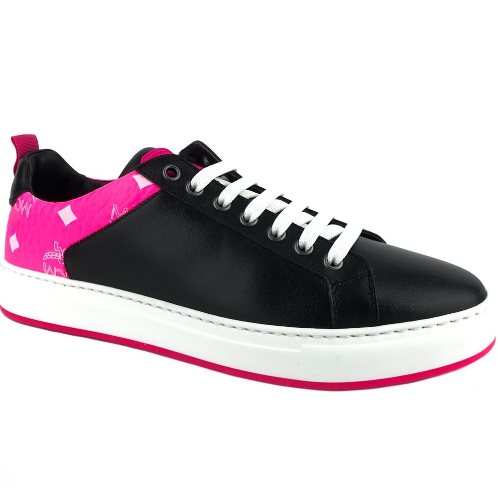 New MCM Logo Low Top Leather and Visetos Sneakers